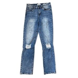 William Rast Light Wash High-Rise Slim Straight Distressed Jeans 26
